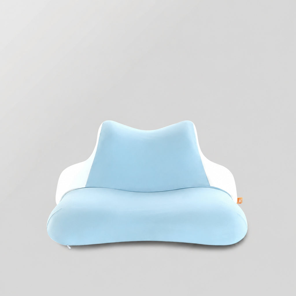 All‑In‑One Prone Cervical Pillow—Ergonomic Memory Foam Support for Scrolling, Reading, and Relaxing, Blue/Gray/Yellow