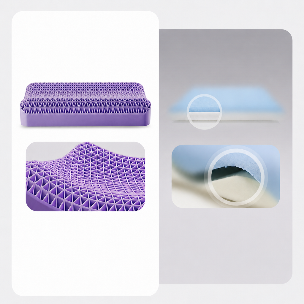 Latex Cooling Neck Alignment Pillow for Side Sleeping, Blue/Gray
