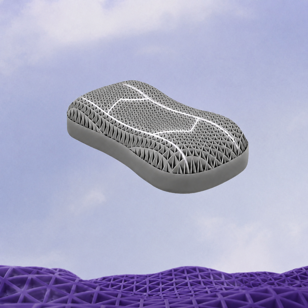 Latex Men's TPE Grid Sleep Pillow for Sleep Comfort, Gray