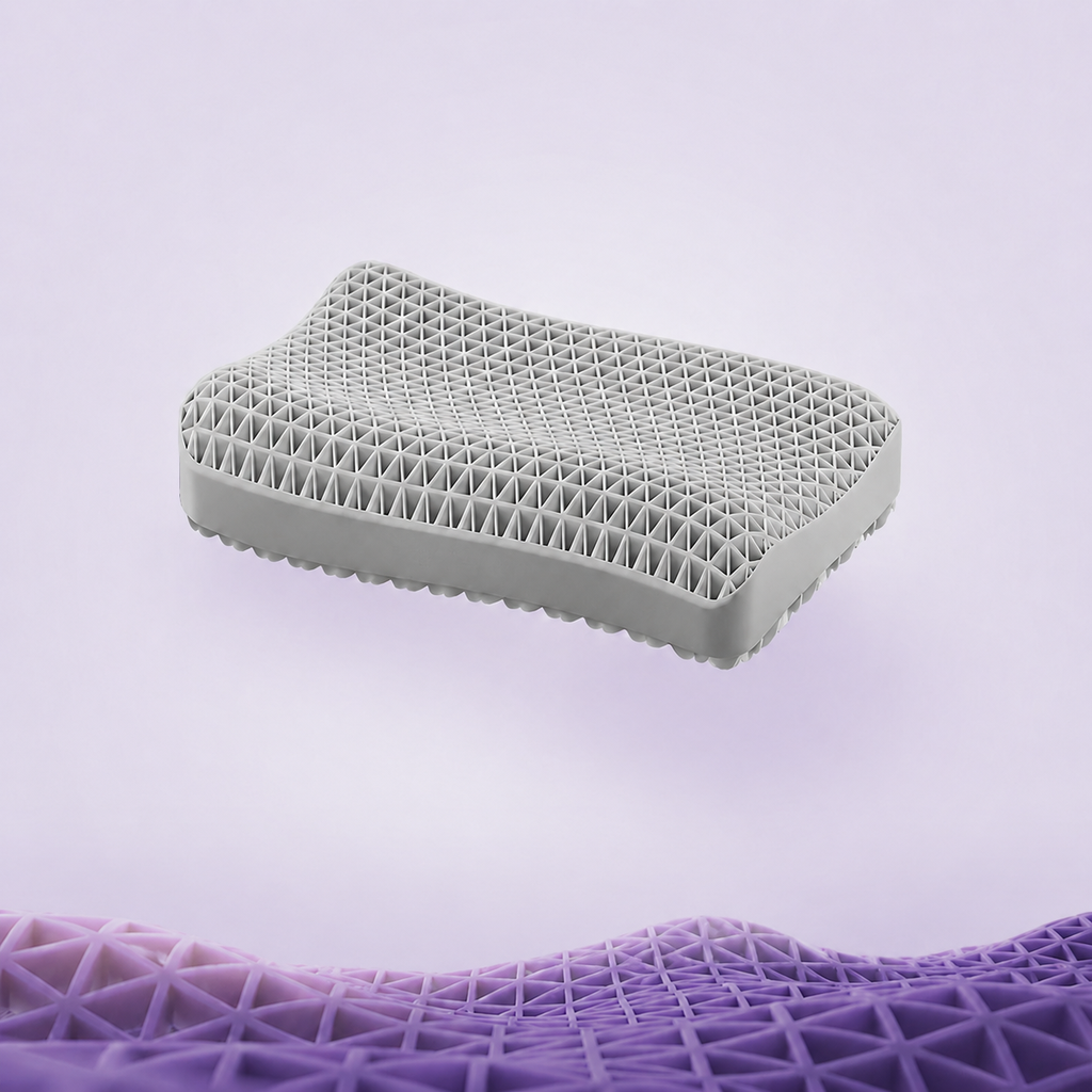 Latex TPE Grid Cooling Cervical Pillow for Side Sleeping, Gray