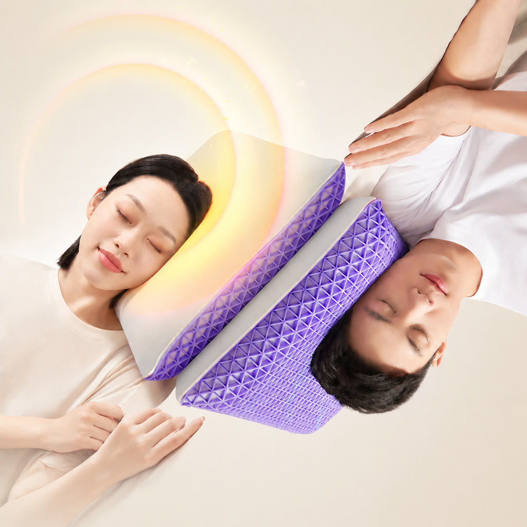 Cooling TPE Grid Memory Foam Cervical Pillow for Neck Support, UP Free Pillow