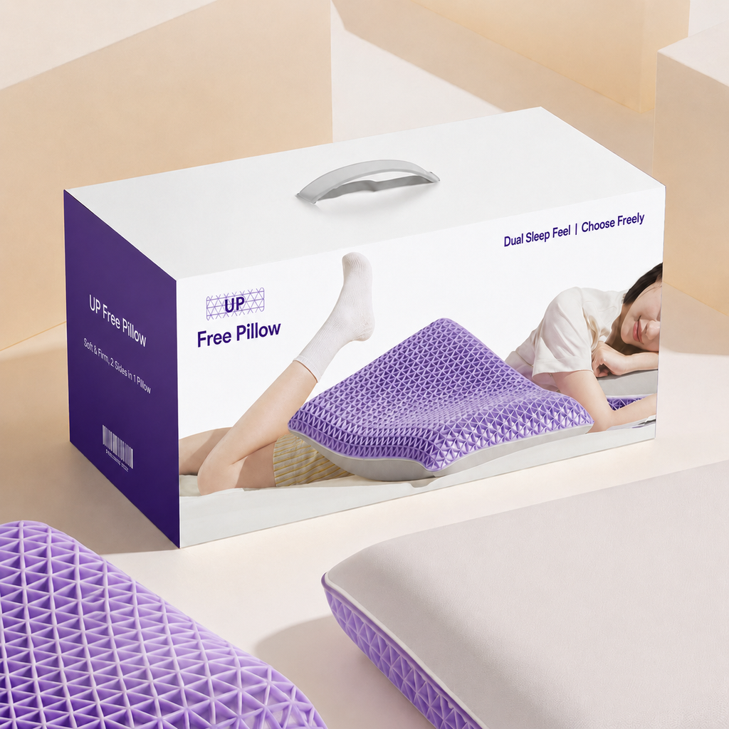 Cooling TPE Grid Memory Foam Cervical Pillow for Neck Support, UP Free Pillow