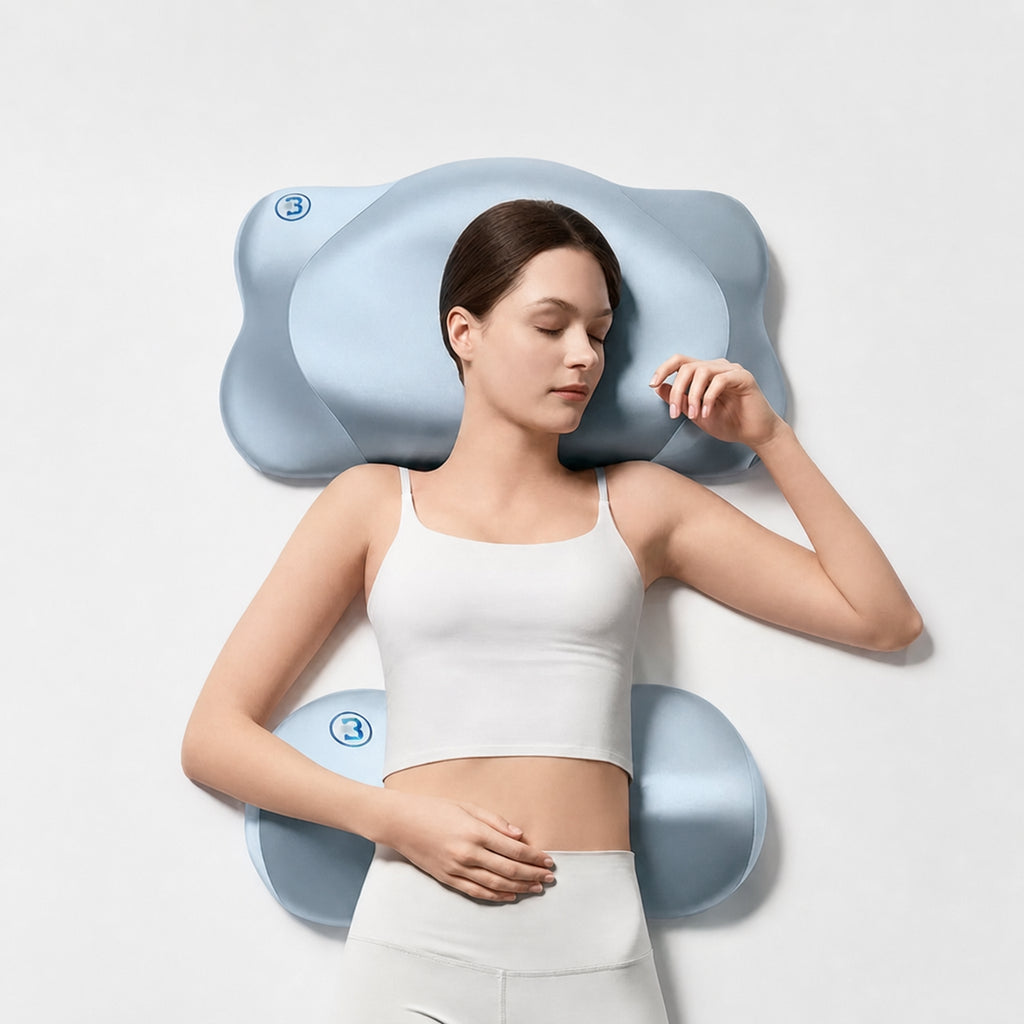 Ergonomic Lumbar Support Pillow for Bed, Sofa, or Chair, Blue