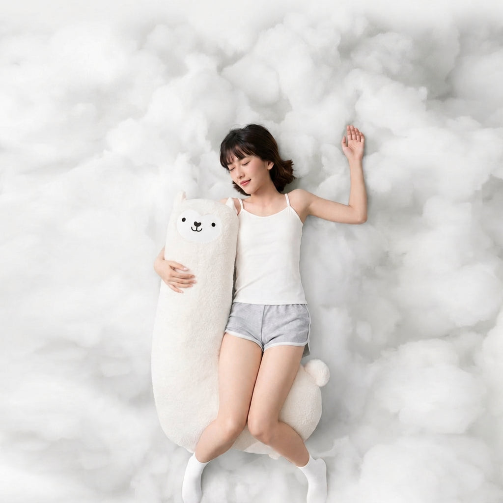 Cooling Llama Hug Side-Sleep Pillow for Side Sleeping, White/Pink