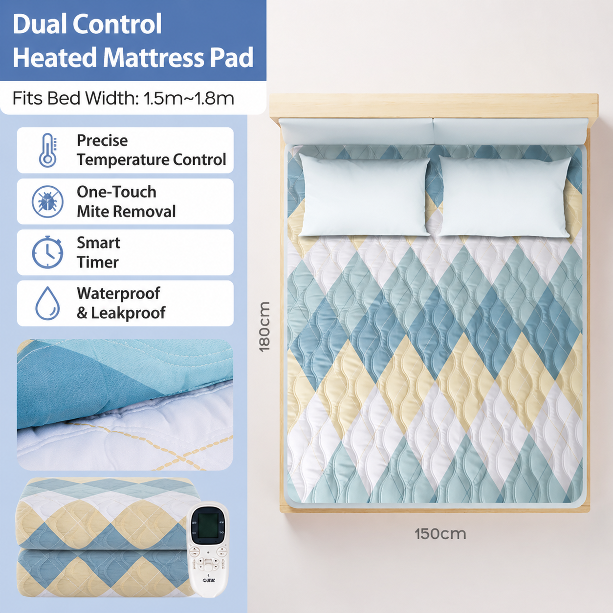 Dual-Zone Heated Mattress Pad