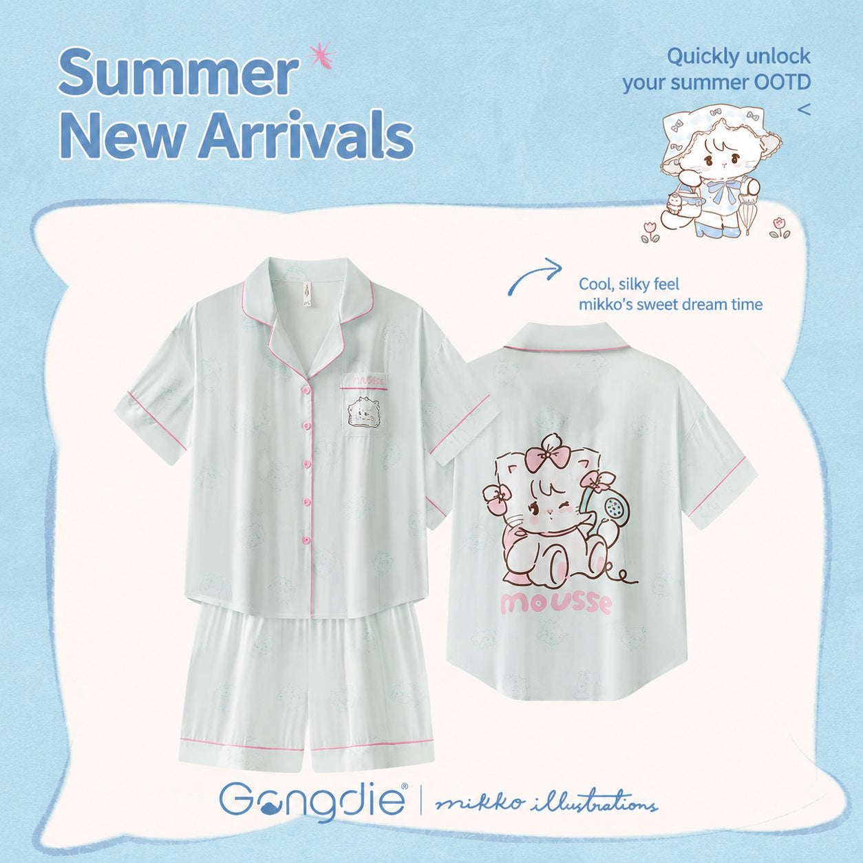 Cool-Touch Cartoon Pajama Set