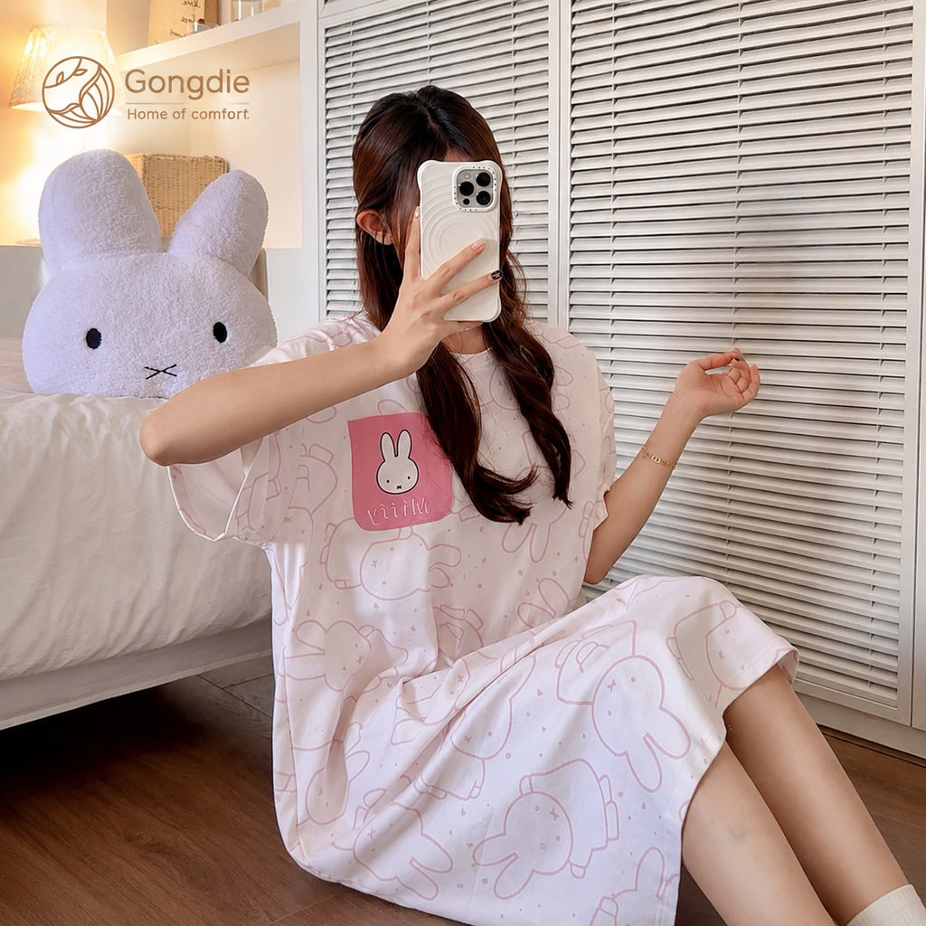 Cotton Sleep Dress With Bra