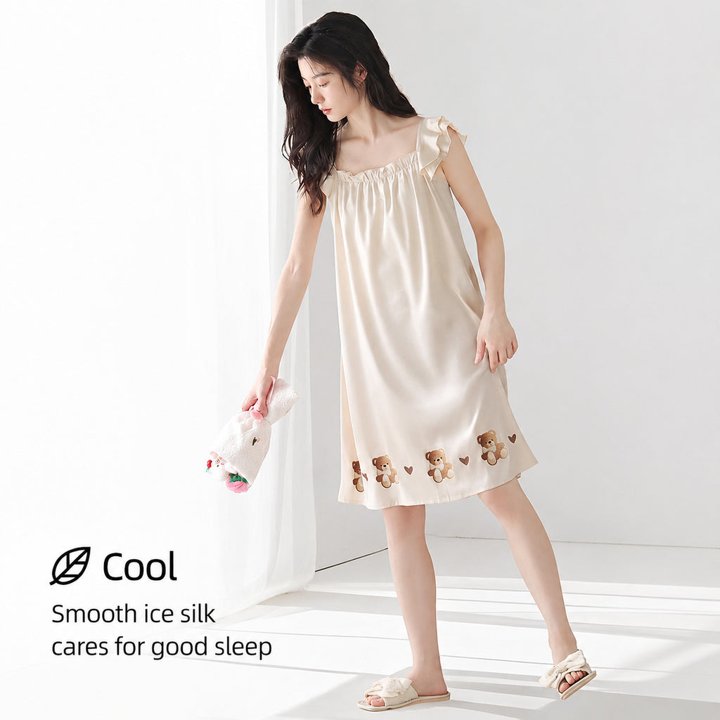 Ice Silk Sleeveless Sleep Dress