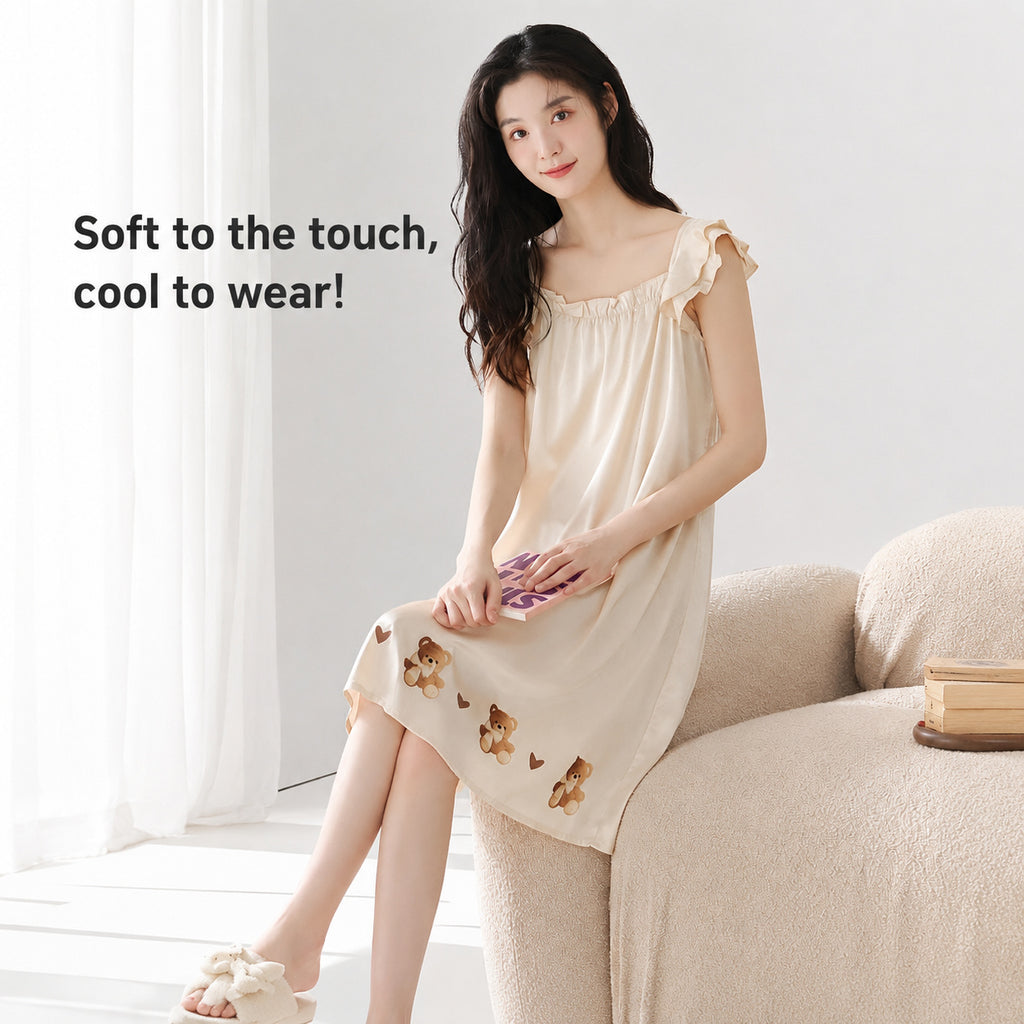 Ice Silk Sleeveless Sleep Dress