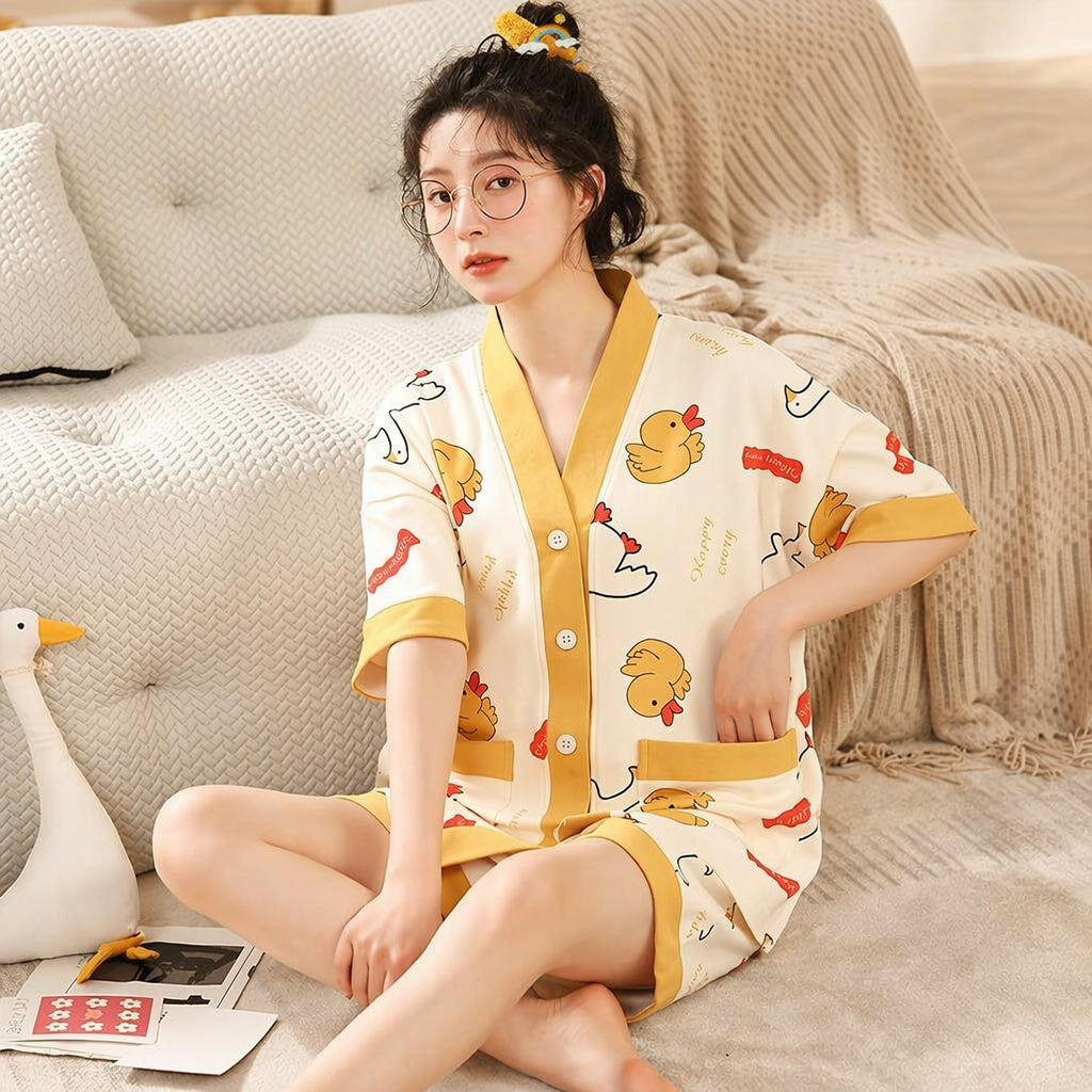 Oversized Cotton Kimono Sleep Set