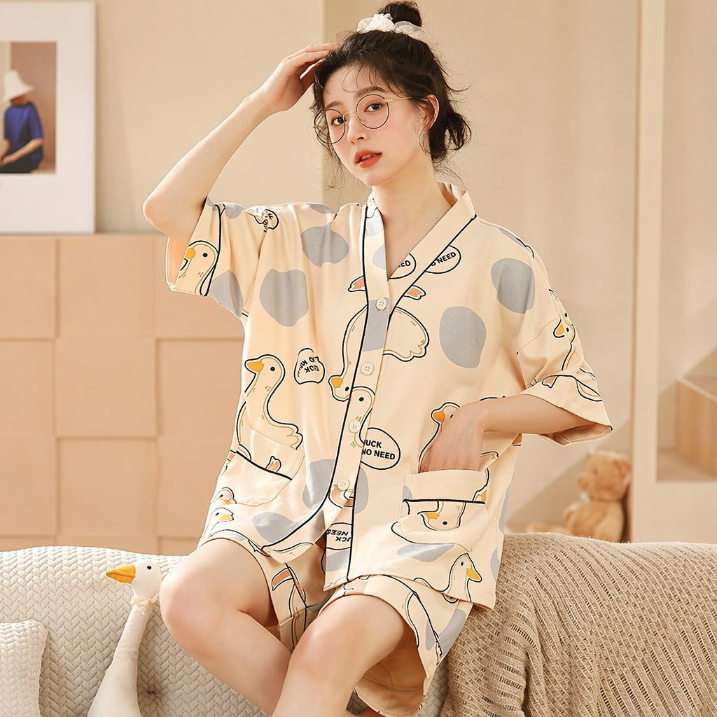 Oversized Cotton Kimono Sleep Set