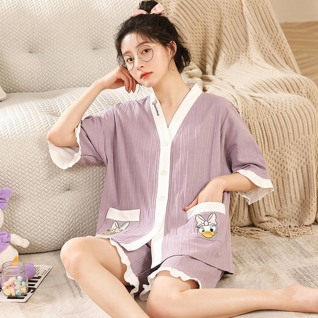 Oversized Cotton Kimono Sleep Set