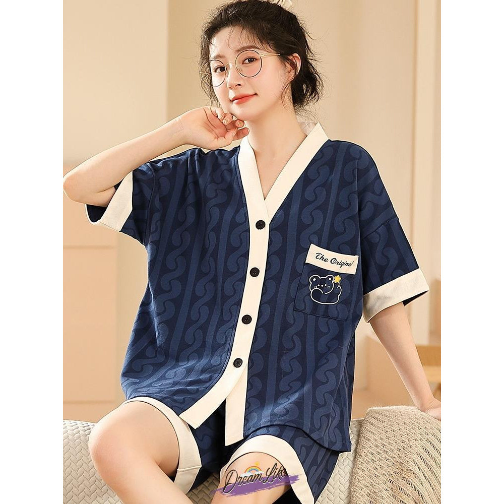 Oversized Cotton Kimono Sleep Set