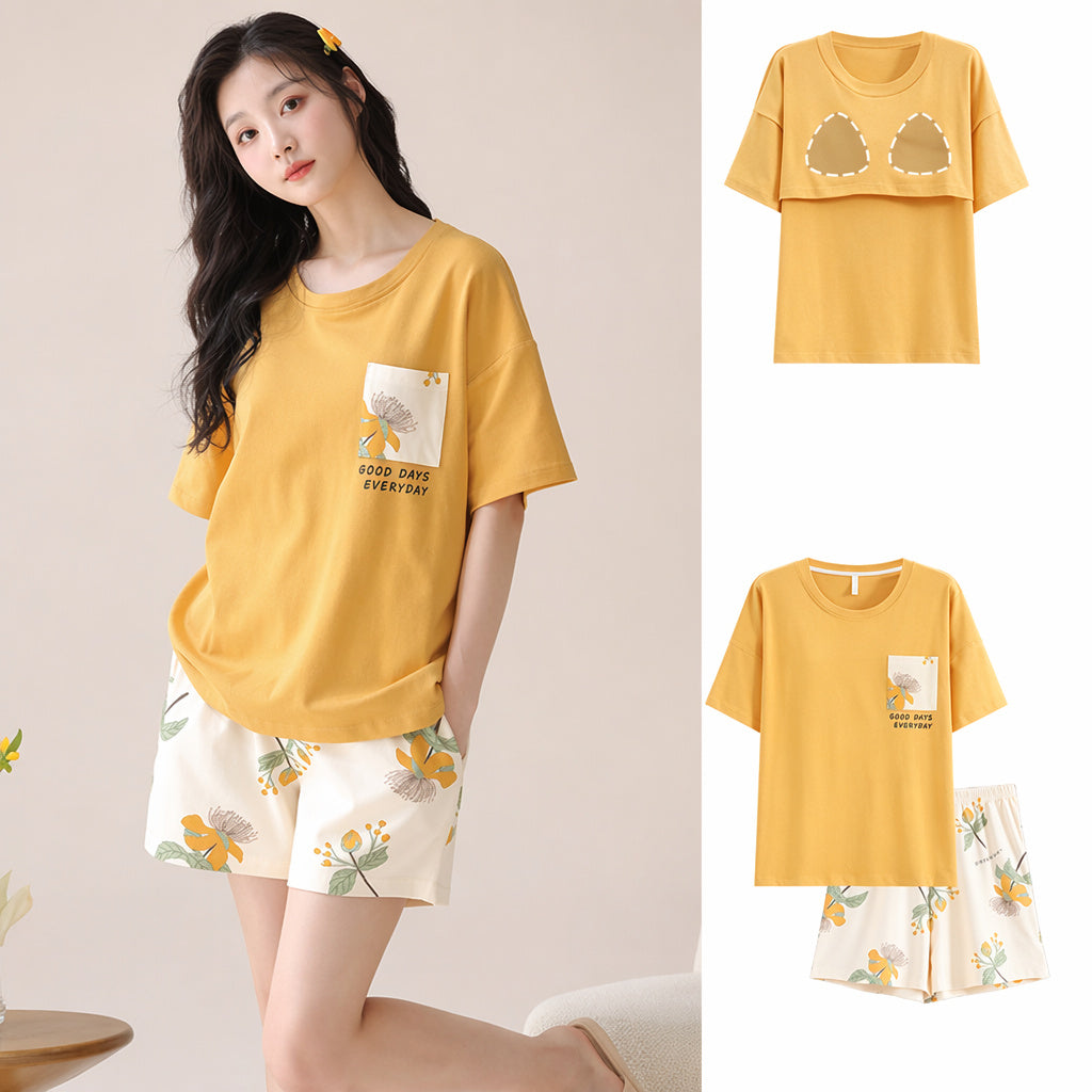 Cotton Short Sleeve Pajama Set