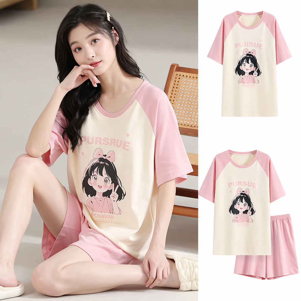 Cotton Short Sleeve Pajama Set