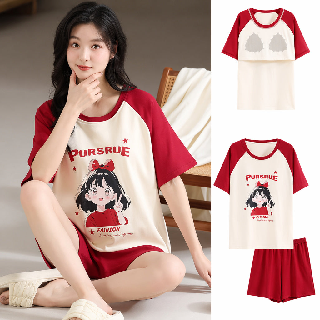 Cotton Short Sleeve Pajama Set