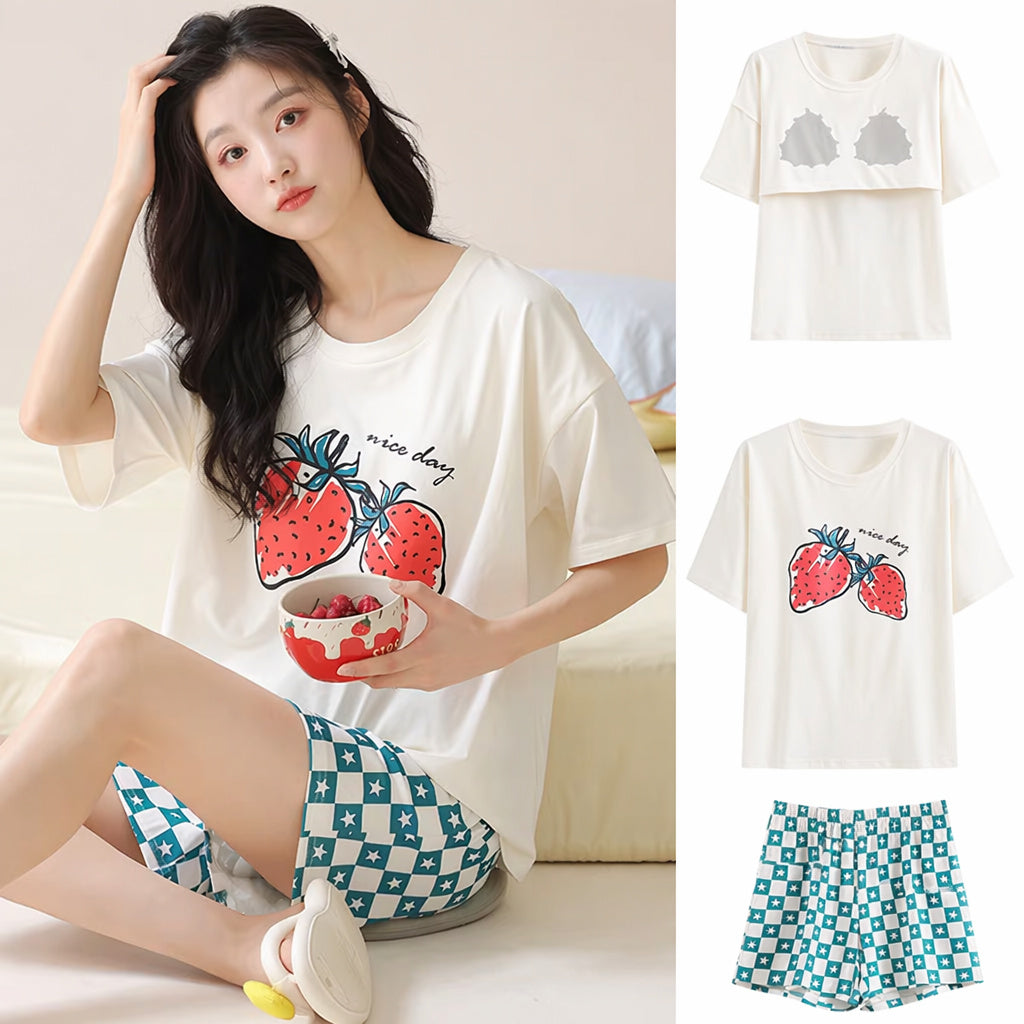 Cotton Short Sleeve Pajama Set