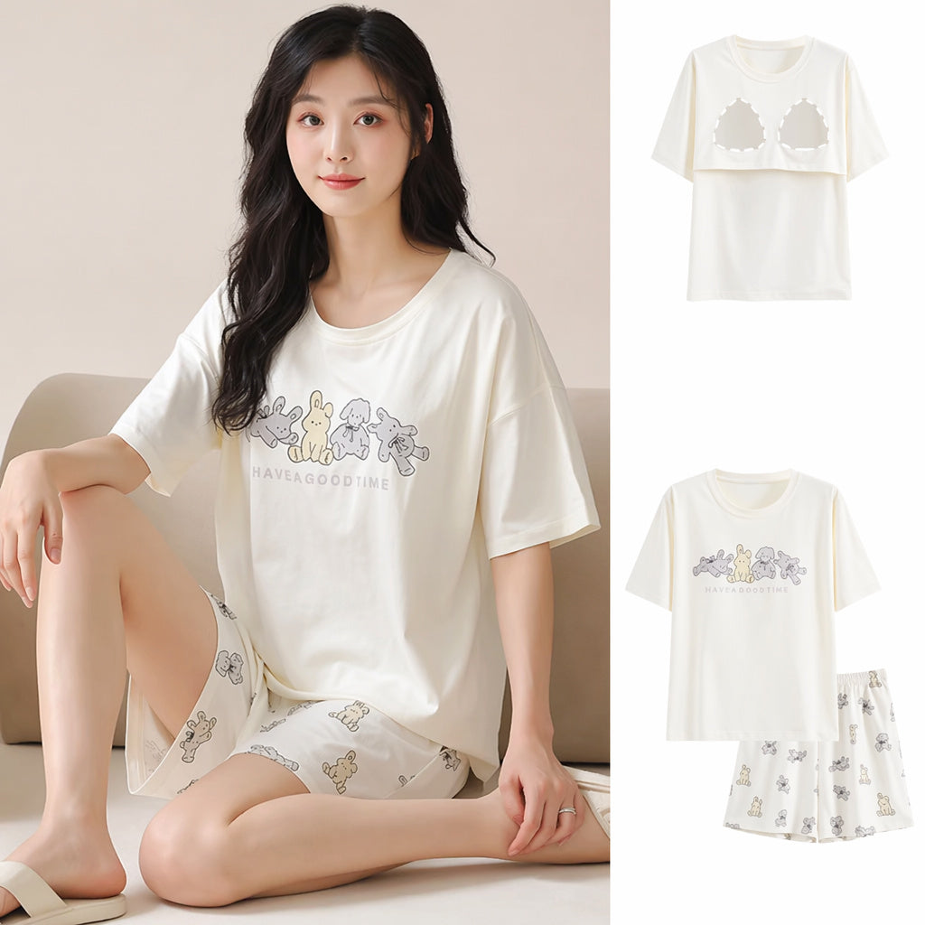 Cotton Short Sleeve Pajama Set