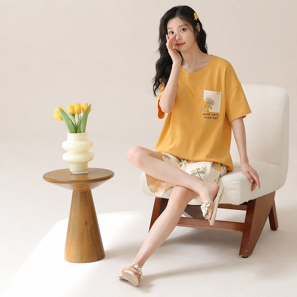 Cotton Short Sleeve Pajama Set