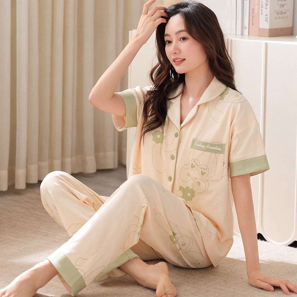 Cotton Sleep Set With Bra