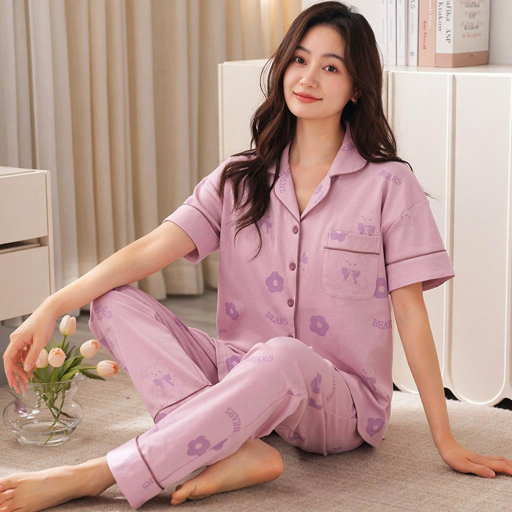 Cotton Sleep Set With Bra