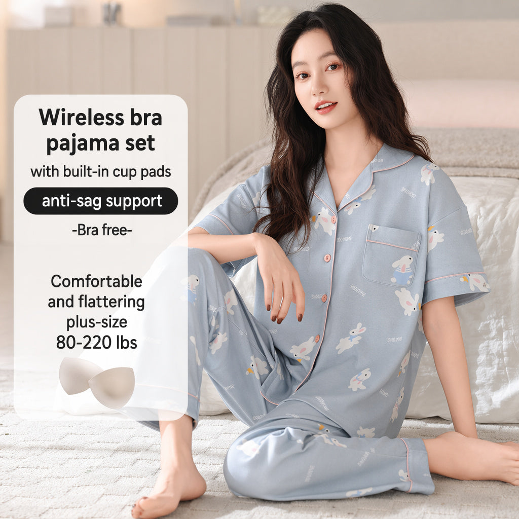 Cotton Sleep Set With Bra
