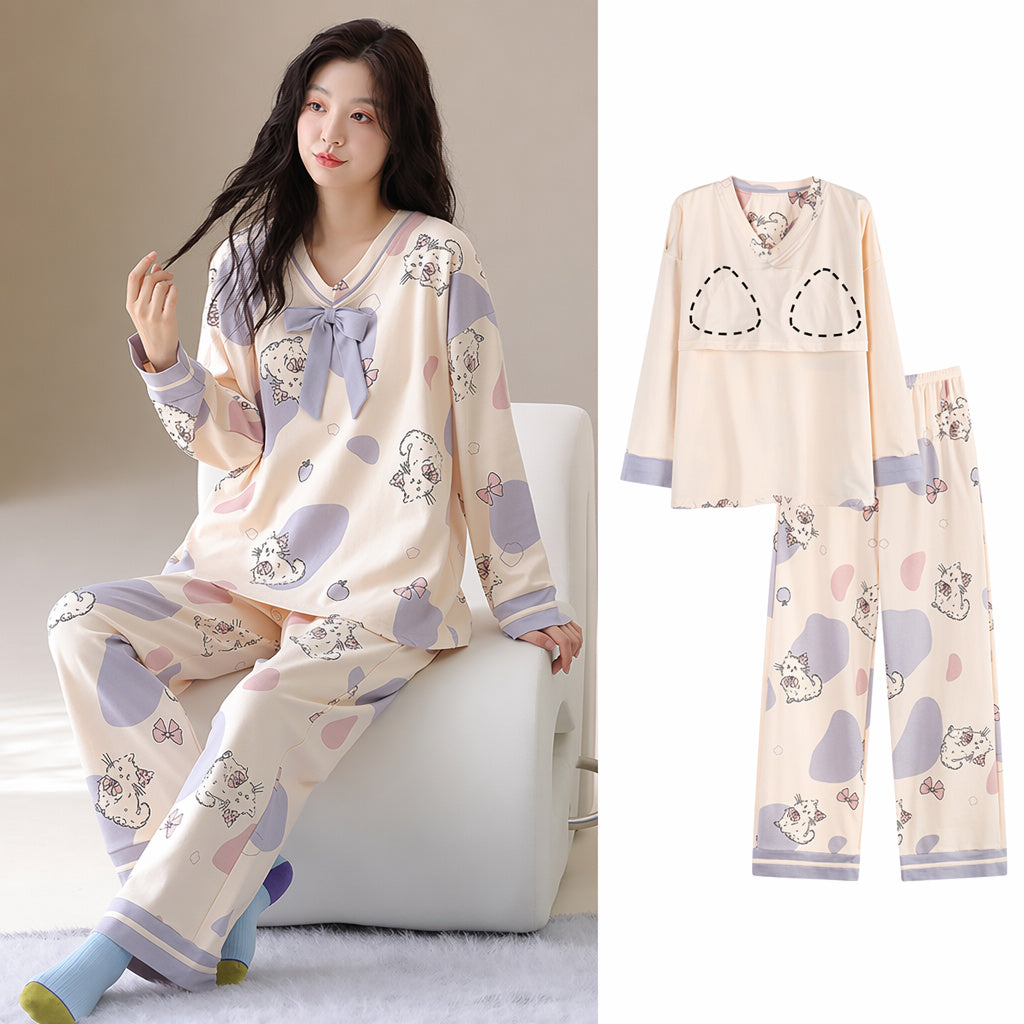 Cotton Pajama Set With Bra