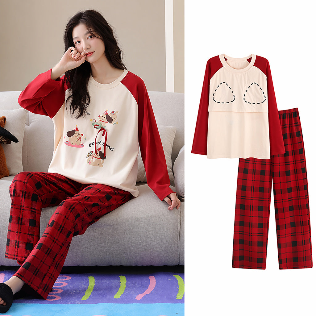 Cotton Pajama Set With Bra