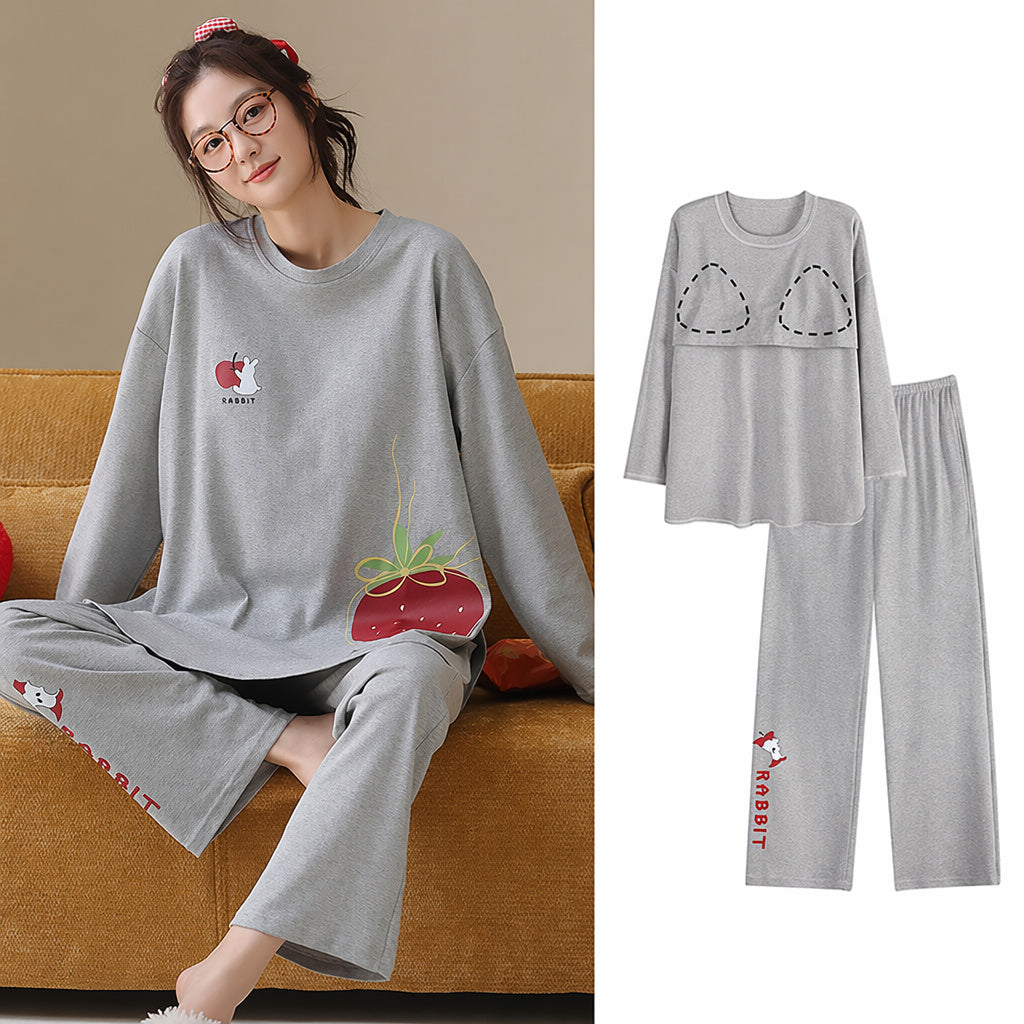 Cotton Pajama Set With Bra