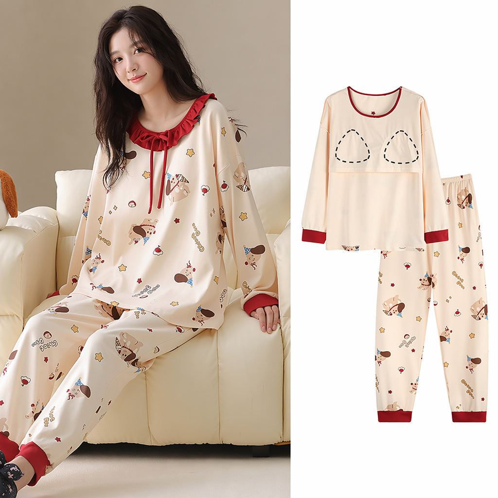Cotton Pajama Set With Bra
