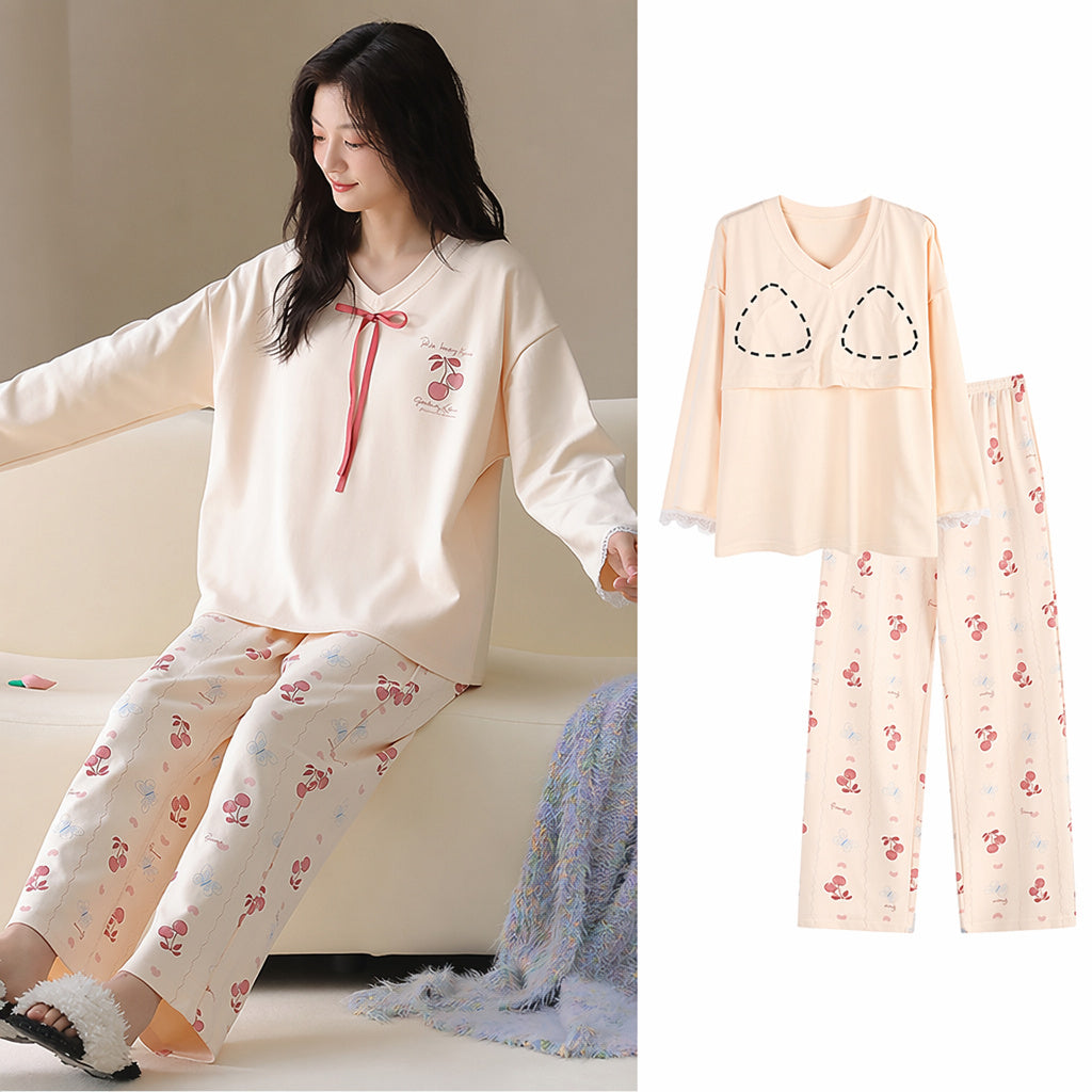 Cotton Pajama Set With Bra