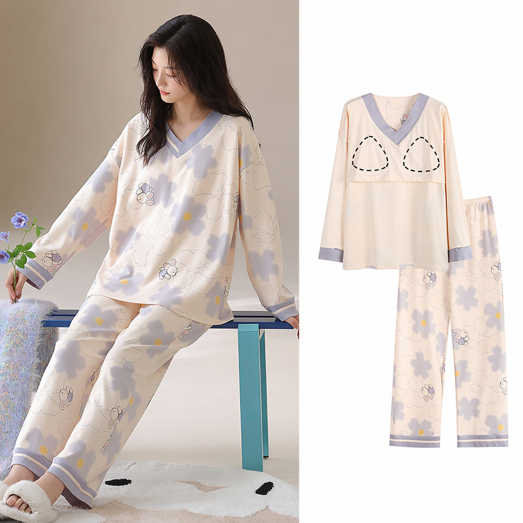 Cotton Pajama Set With Bra
