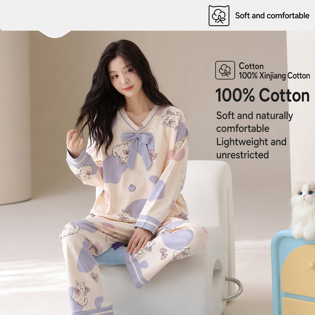 Cotton Pajama Set With Bra