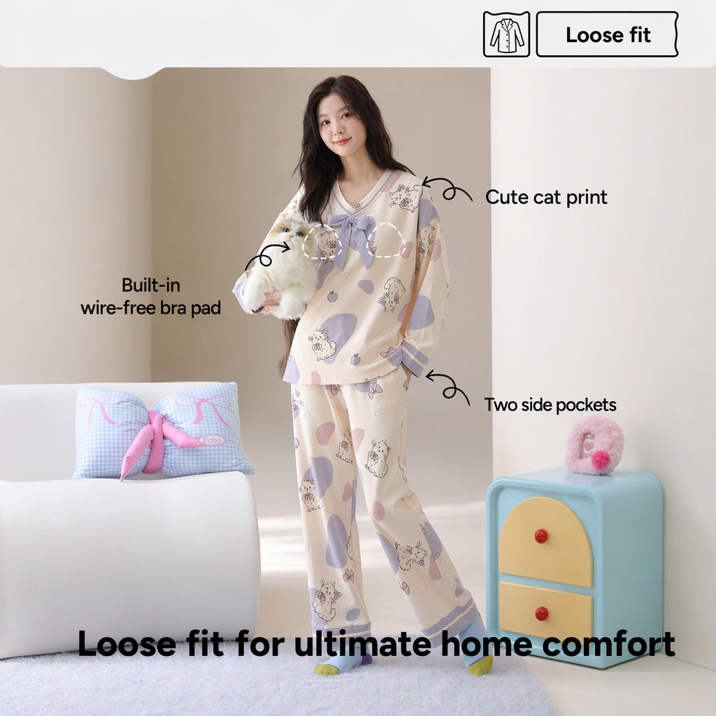 Cotton Pajama Set With Bra