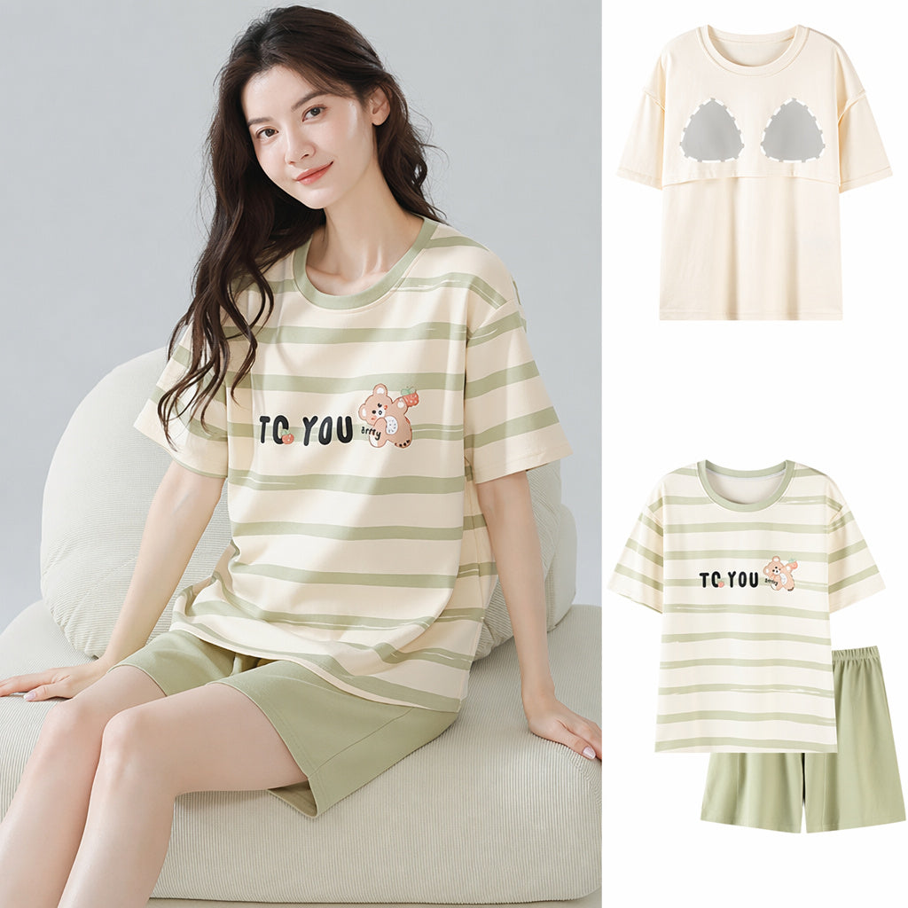 Cotton Built-In Bra Pajamas