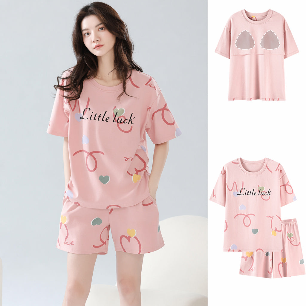 Cotton Built-In Bra Pajamas