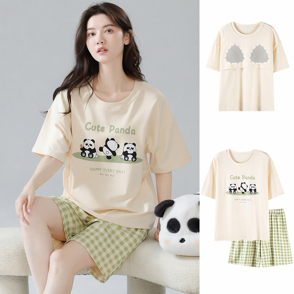 Cotton Built-In Bra Pajamas