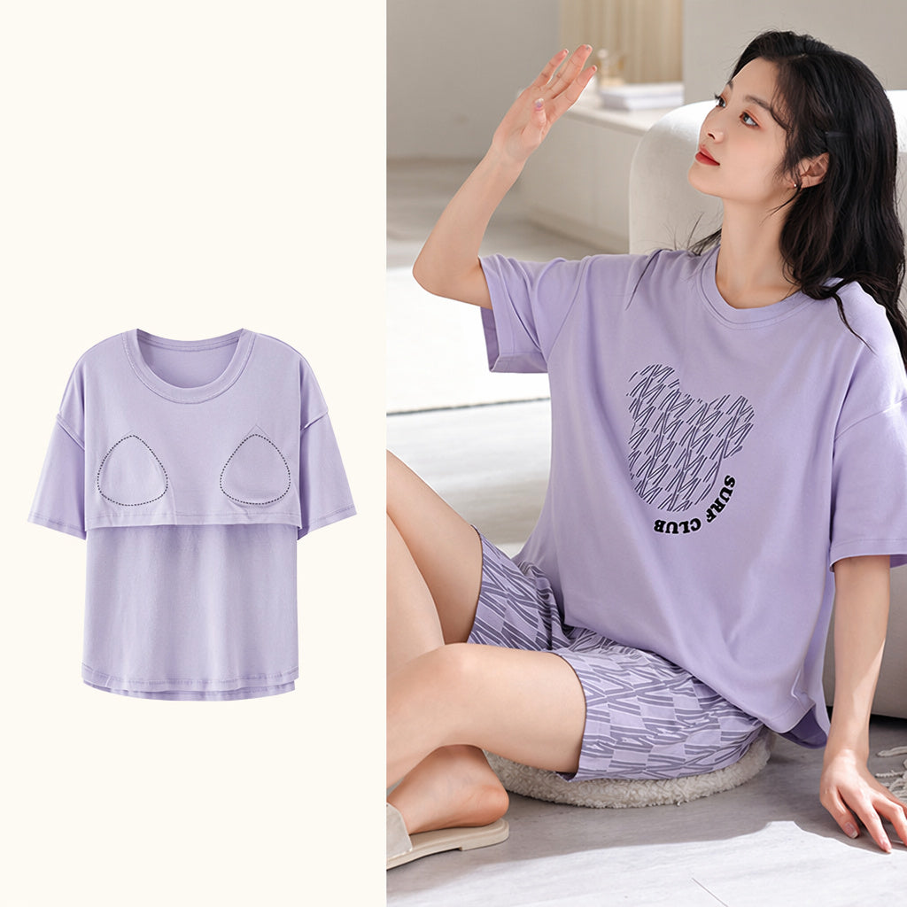 Cotton Built-In Bra Pajamas