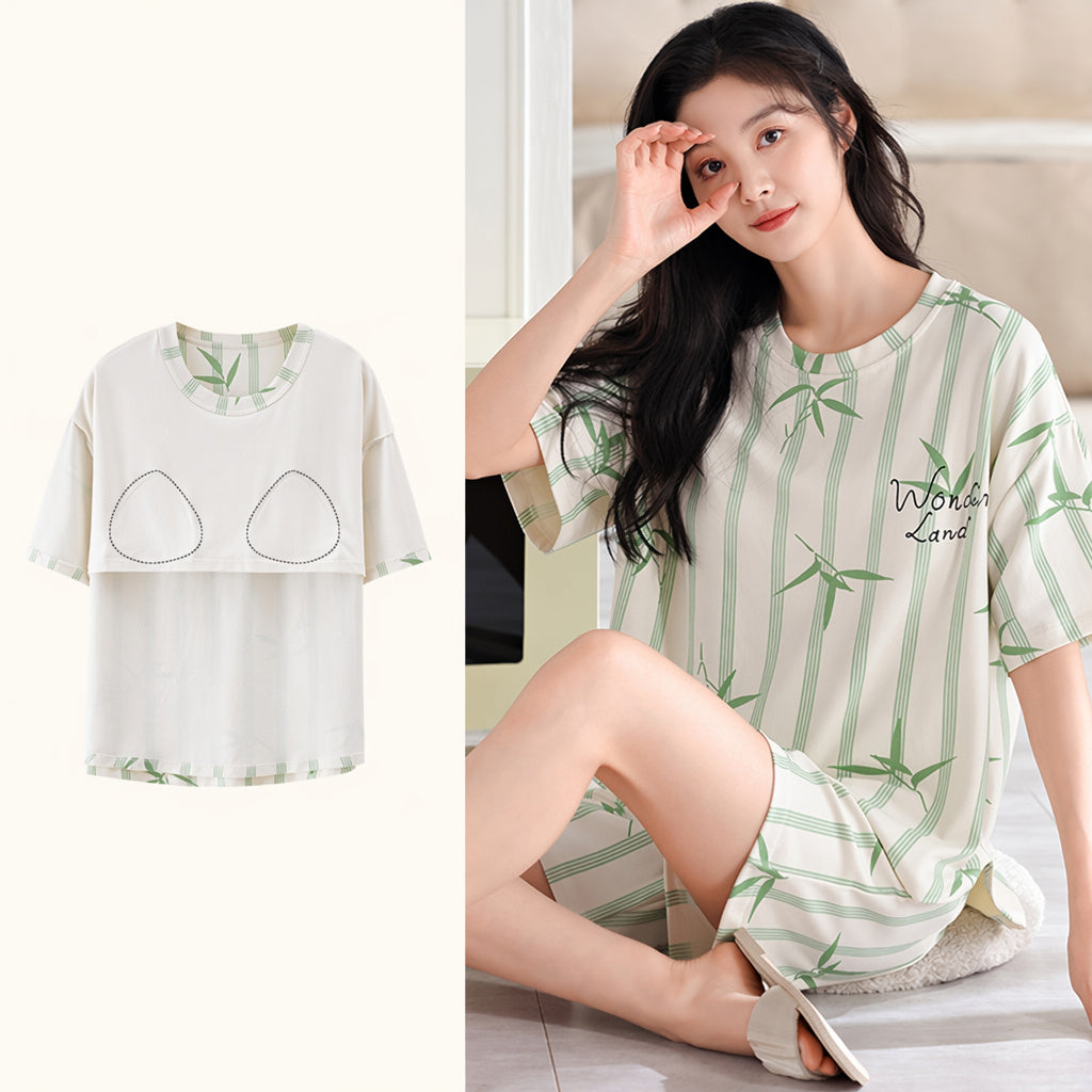 Cotton Built-In Bra Pajamas