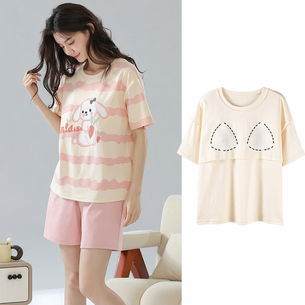 Cotton Built-In Bra Pajamas