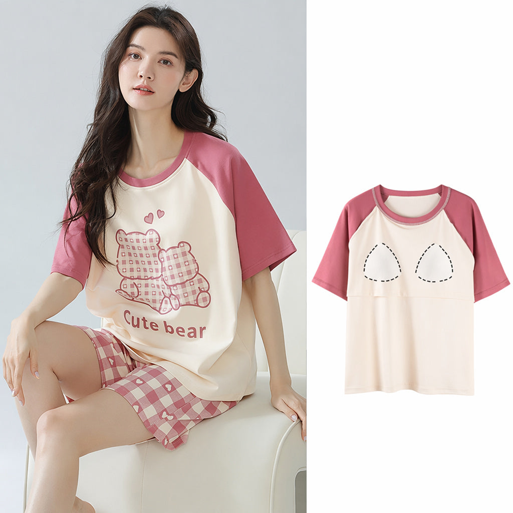 Cotton Built-In Bra Pajamas
