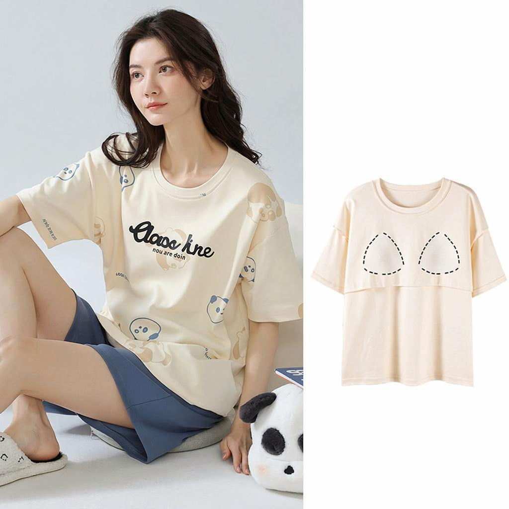 Cotton Built-In Bra Pajamas