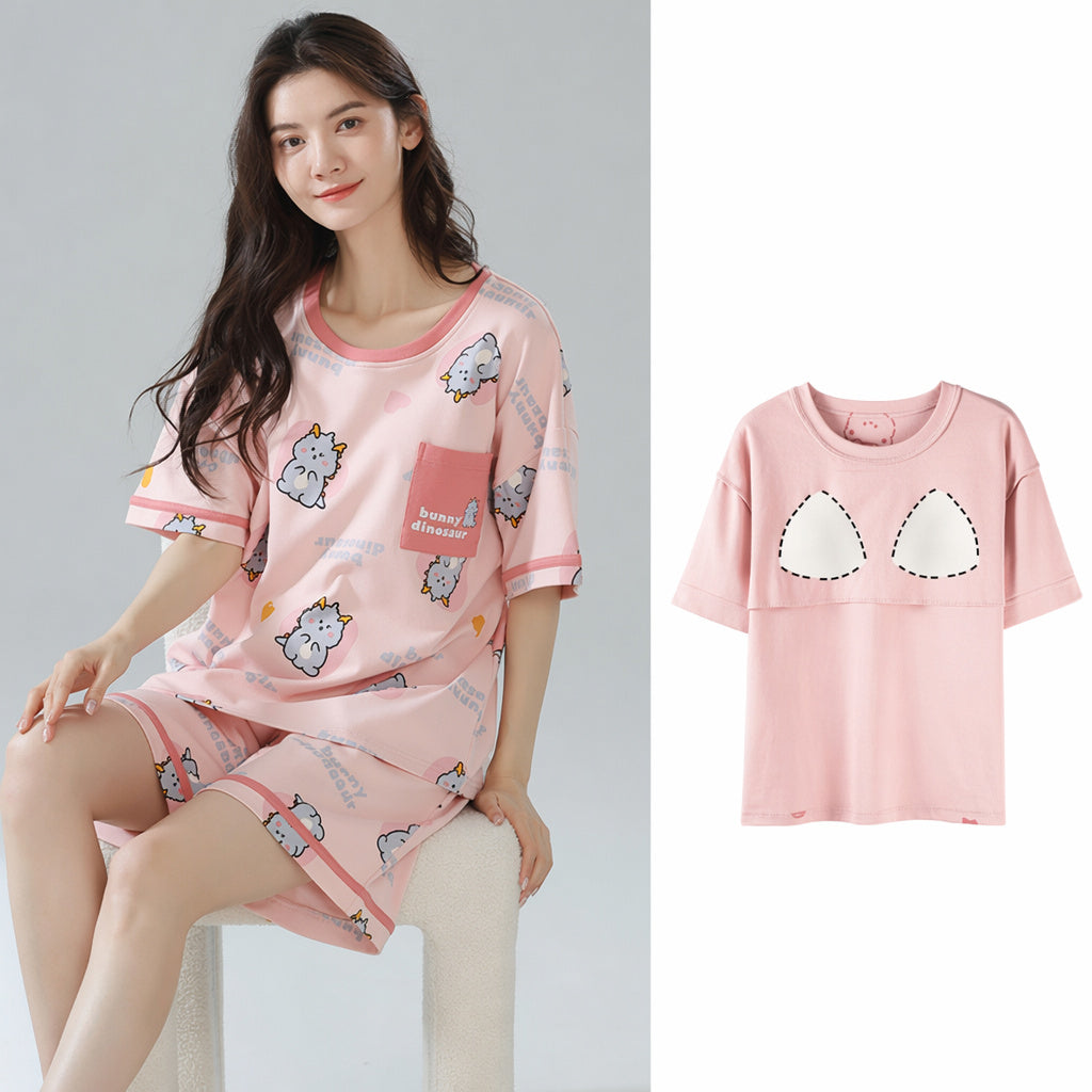 Cotton Built-In Bra Pajamas