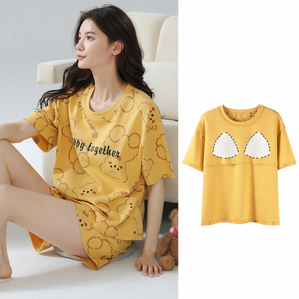 Cotton Built-In Bra Pajamas