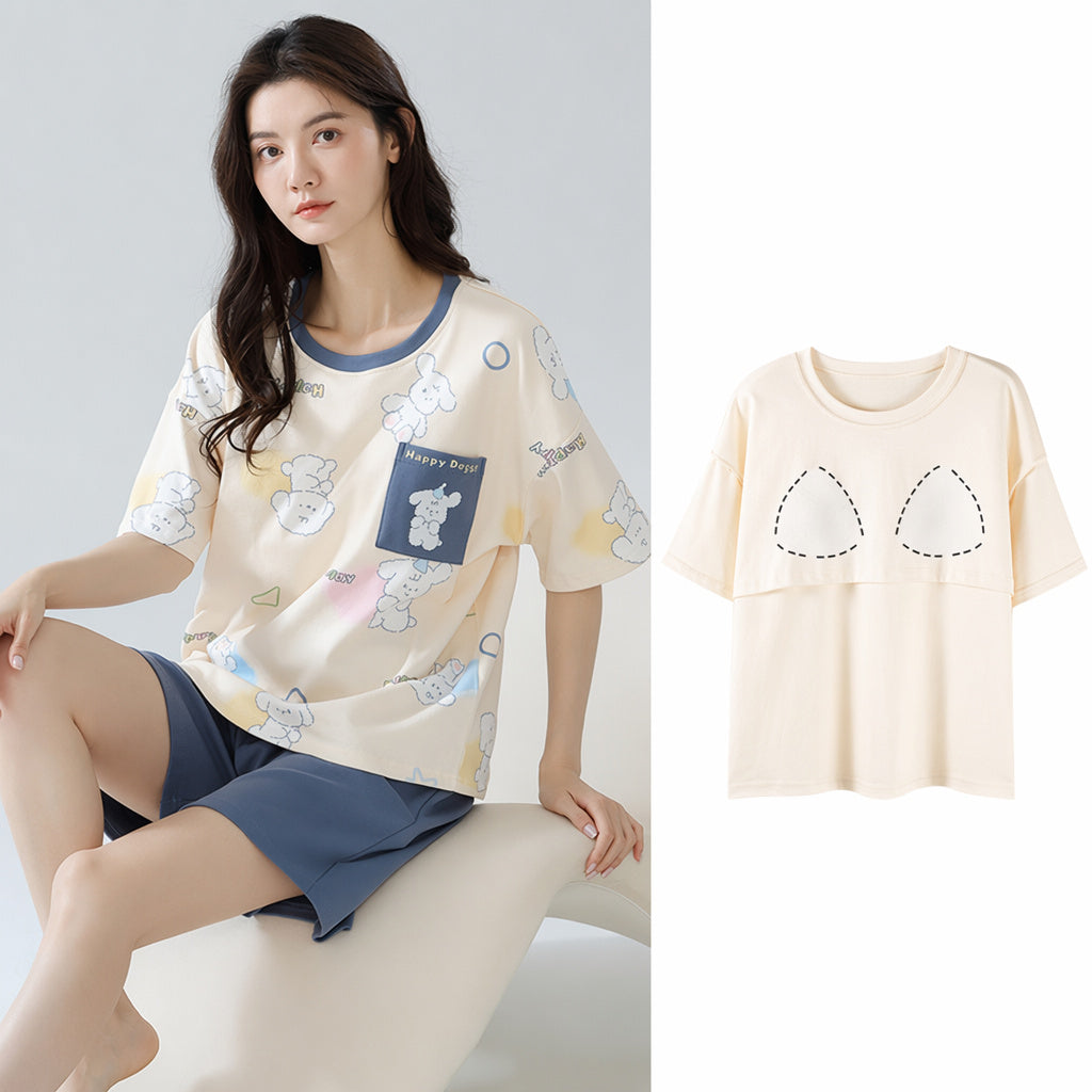 Cotton Built-In Bra Pajamas