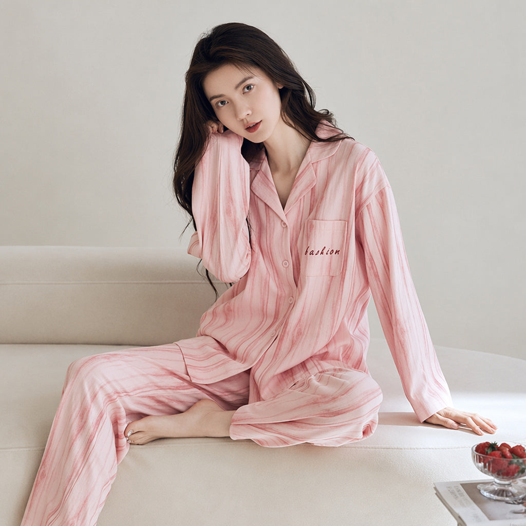 Cotton Cardigan Pajama Set