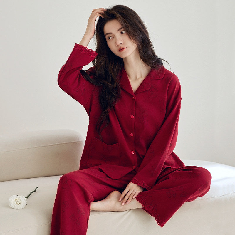 Cotton Cardigan Pajama Set