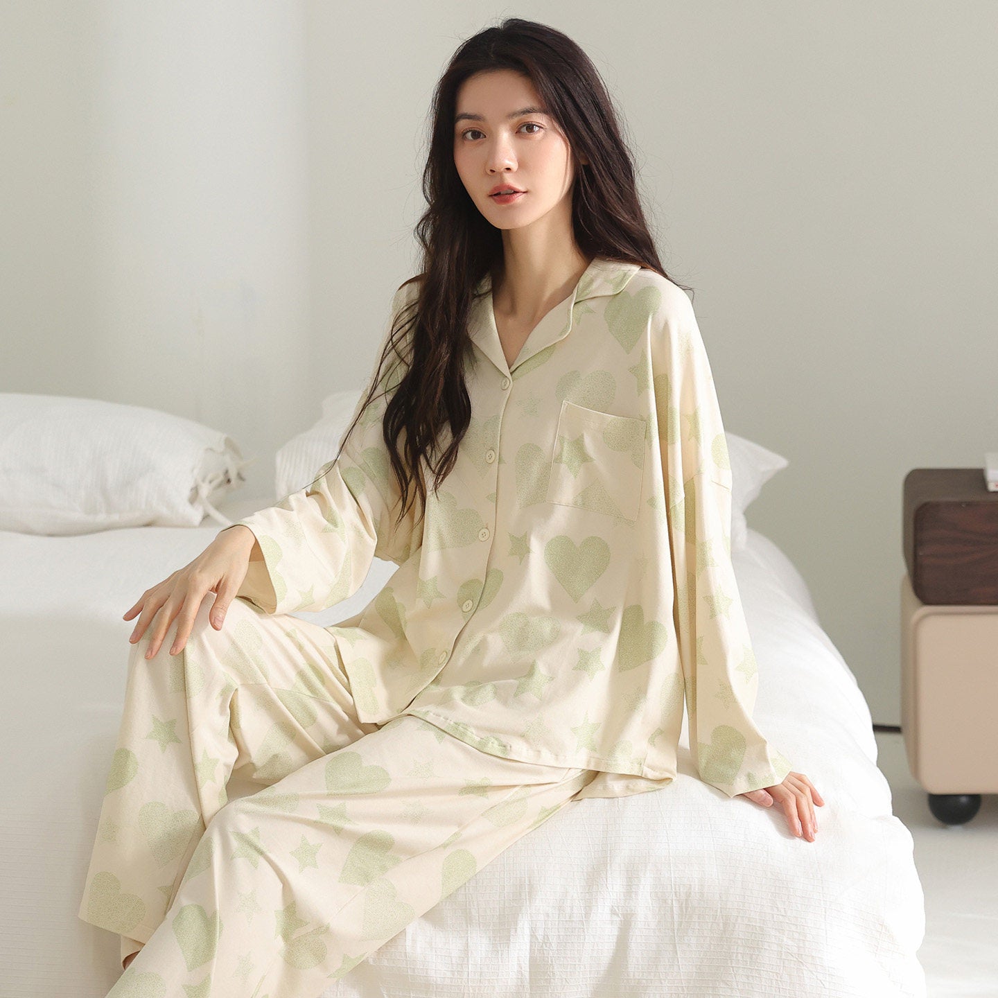 Cotton Cardigan Pajama Set
