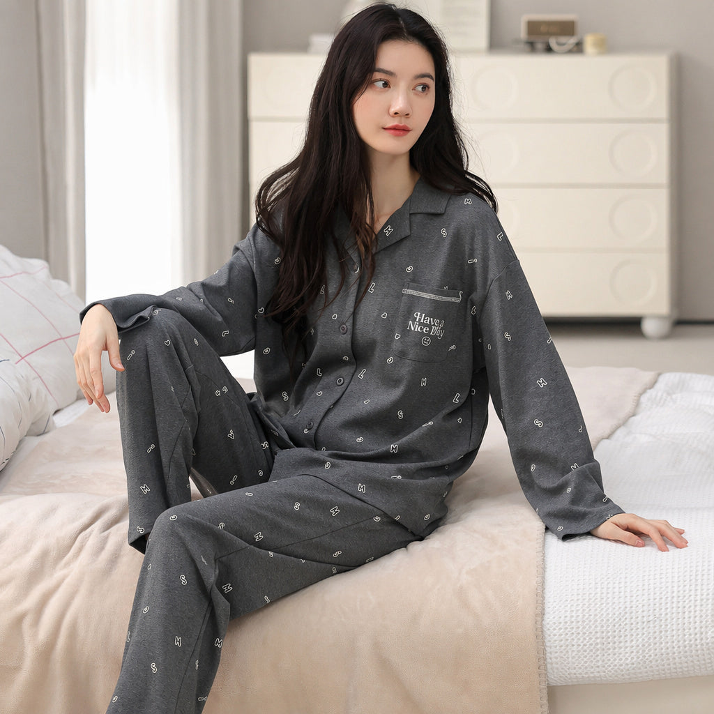 Cotton Cardigan Pajama Set