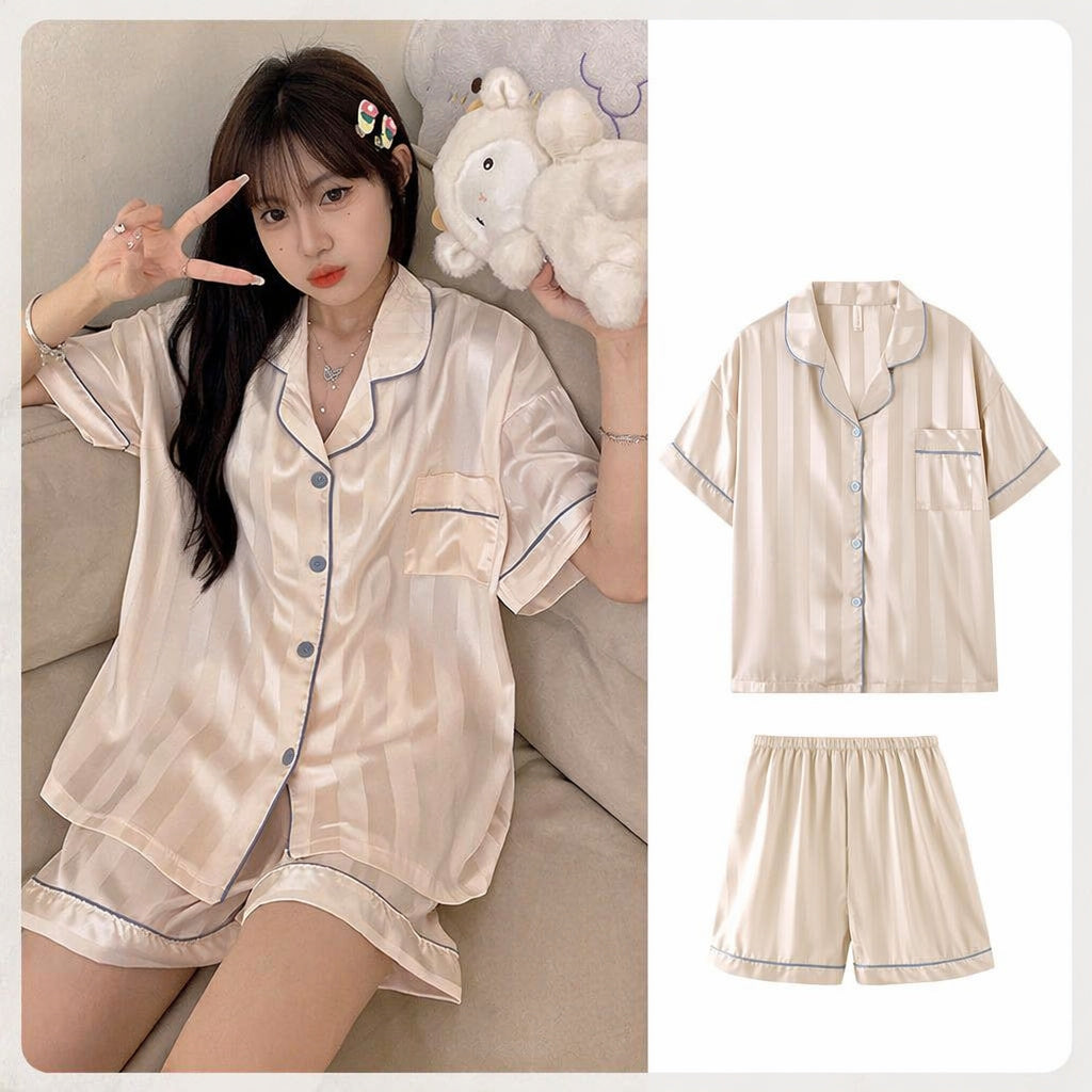 Ice Silk Sleep Set With Bra